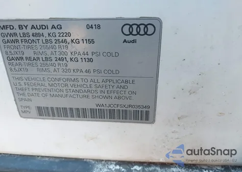 2018 Audi Q3 2.0T Premium/2.0T Sport Premium из США, поврежденный, VIN WA1JCCFSXJR035349